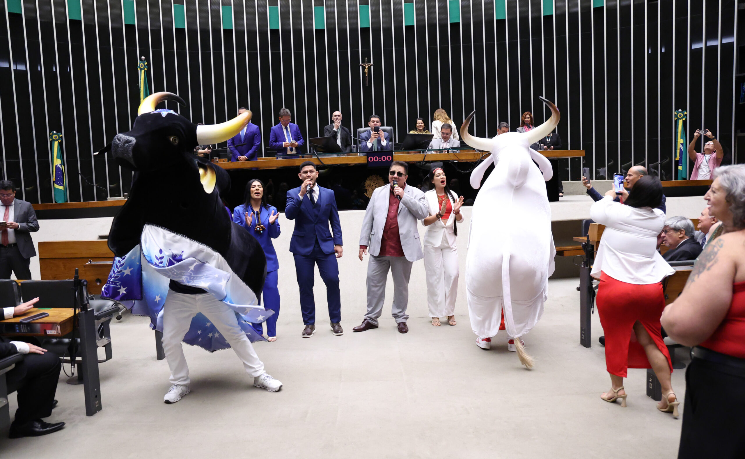 Apesar da presença de comitivas e artistas dos bois Caprichoso e Garantido, a sessão solene proposta pelo deputado Saullo Vianna teve baixo quórum e foi ignorada pela bancada amazonense. O evento destacou a importância econômica e cultural do festival, além de investimentos federais de R$ 54 milhões destinados à infraestrutura e aos bumbás.
